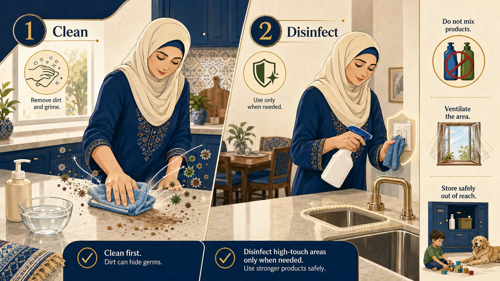 Cleaning vs disinfecting: a safer way to care for household surfaces