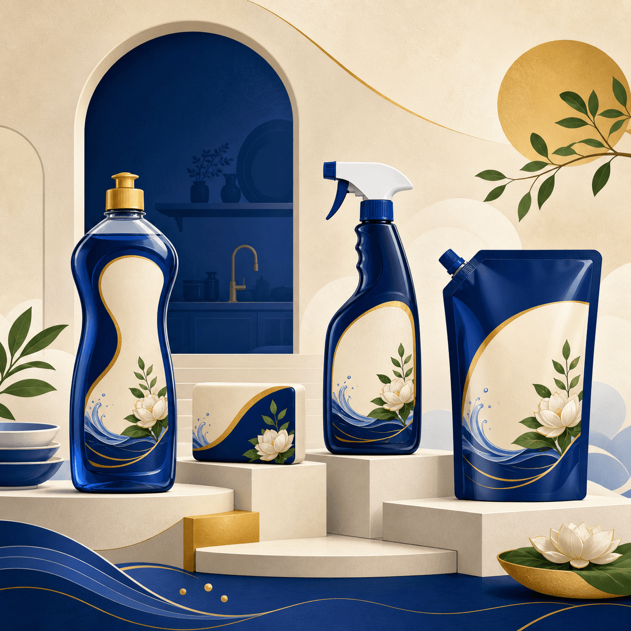 Illustrated Gulabad Dishwashing & Kitchen Care product family